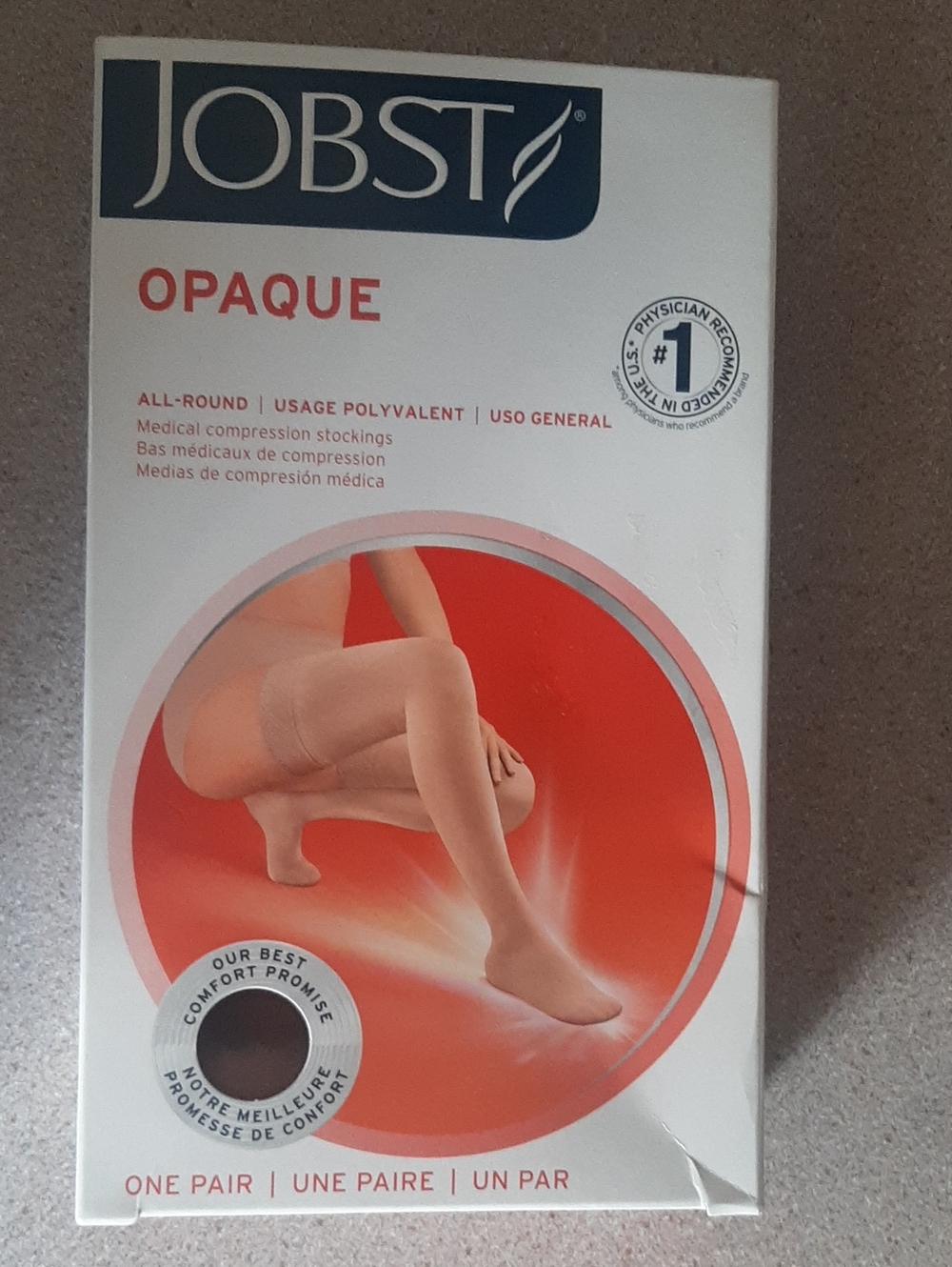 Jobst Opaque All-Round Medical Compression Stockings Beige Medium Thigh OT